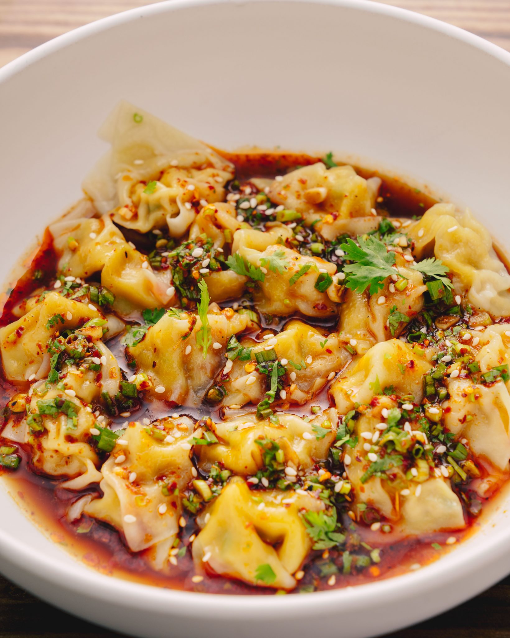 Sichuan Wontons in Chili Oil